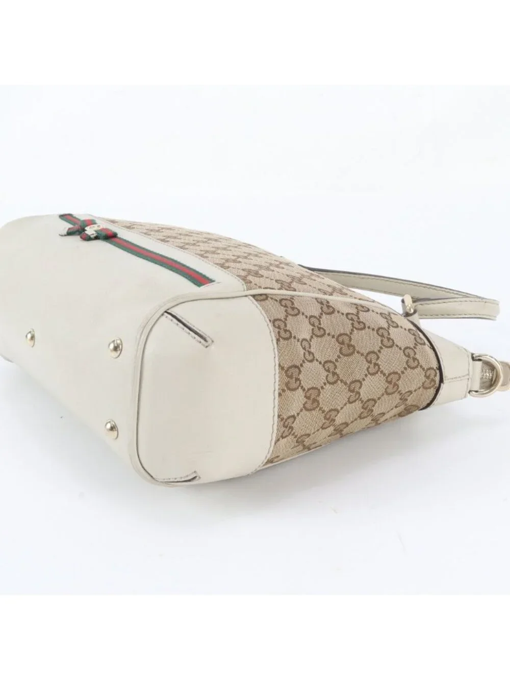 Gucci GG Canvas Mayfair Ribbon Leather Tote Shoulder Hand
